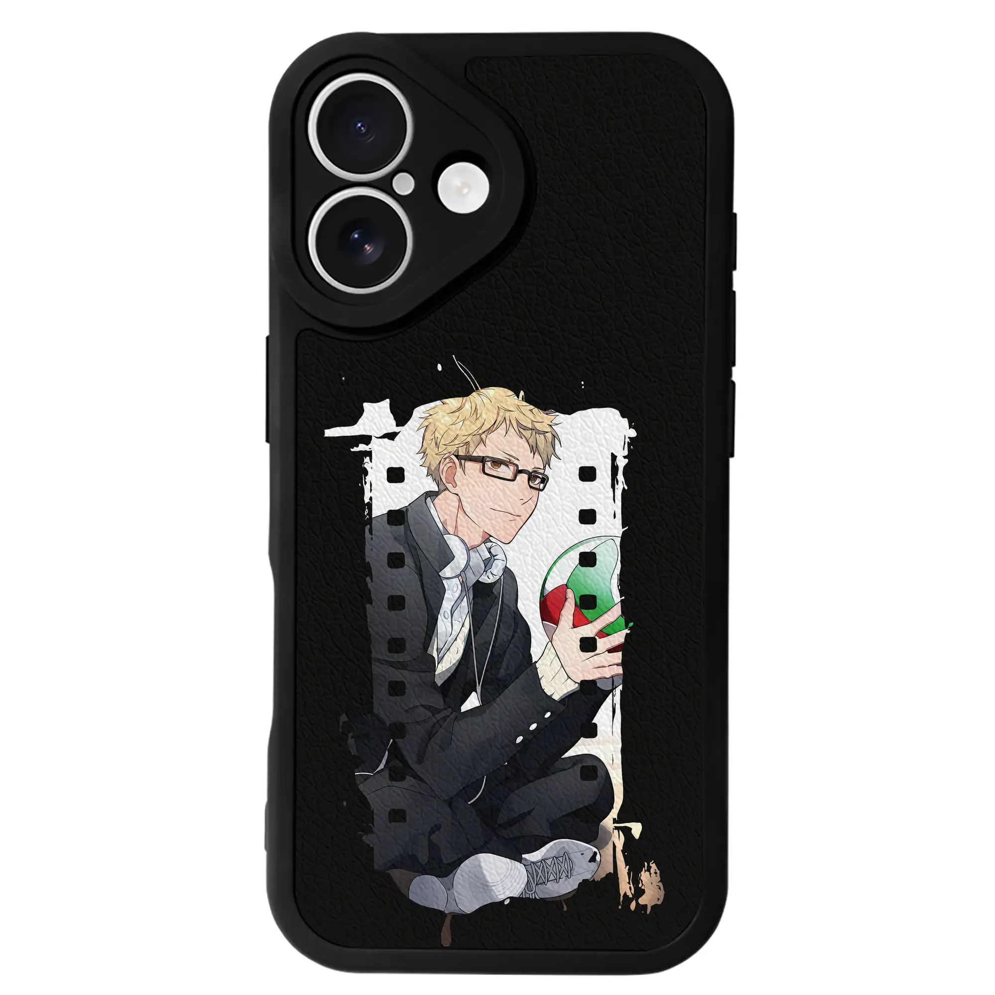 ハイキュー!! グッズ,月島蛍 - IPhone 16シリーズ対応 ・ シリコンスマホケース ・ レザー調 ・ 高精度フィット ・ 耐衝撃 ・ ワイヤレス充電対応 ・ 精密カット